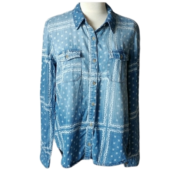 Bleached Boho Chambray Button Down XS - Picture 1 of 8